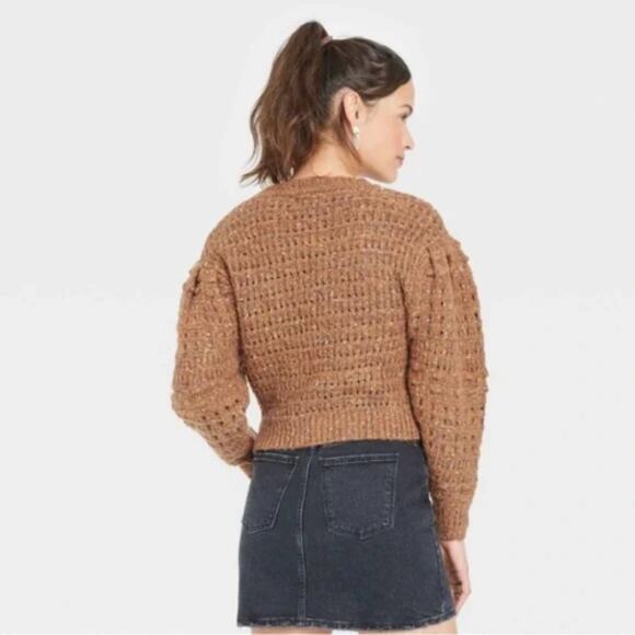 UNIVERSAL THREAD Brown Cropped Crewneck Sweater, M, NWT! - Picture 8 of 10